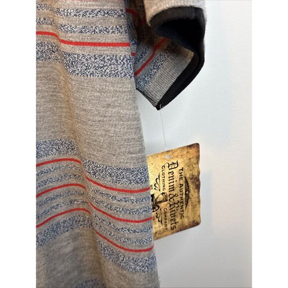 NEW Denim & Rivets T Shirt Mens 2X Striped V-Neck Casual Gray/red/Blue - Picture 3 of 5